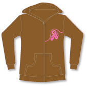 Ladies hoodie with pump motif in pink studs