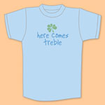  Click to view 'here comes treble' baby t-shirt