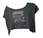  Click to view Ladies Loose Crop Top with 'Choose Dance' Motif