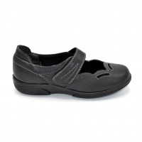 Wide Fitting Velcro Close Ladies Shoe Black