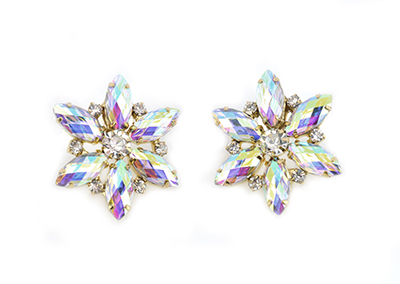 Flower Earrings - AB Diamantes