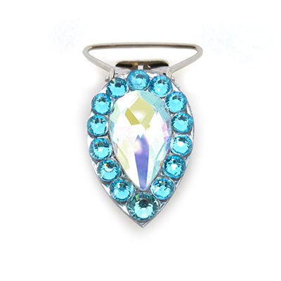 Pear Competition Number Clip - Aquamarine Crystals