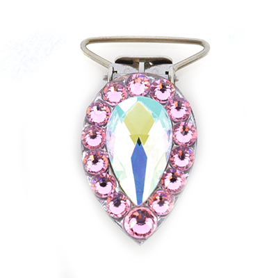 Pear Competition Number Clip - Light Rose Crystals