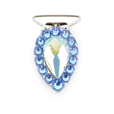 Pear Competition Number Clip - Light Sapphire Crystals