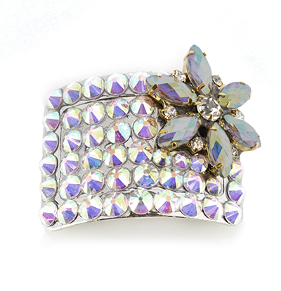 Jet Hematite Flower Diamante Buckle