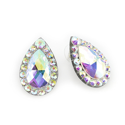 AB Diamante Edged Pear Earrings