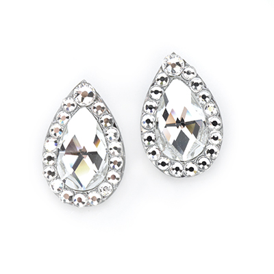 Crystal Clear Diamante Edged Pear Earrings