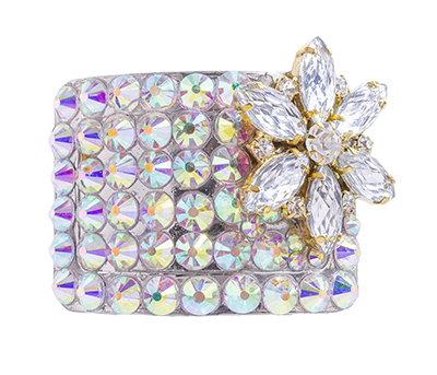 Crystal Clear Flower Diamante Buckle