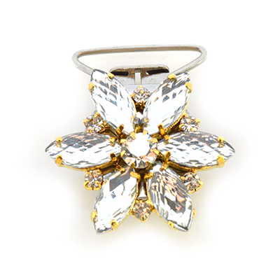 Flower Competition Number Clip - Clear Crystals