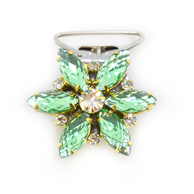 Flower Competition Number Clip - Light Green Crystals