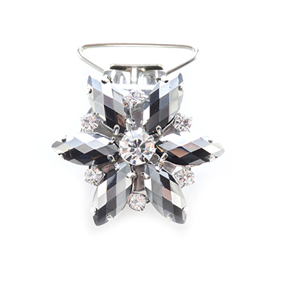 Flower Competition Number Clip - Jet Black Crystals