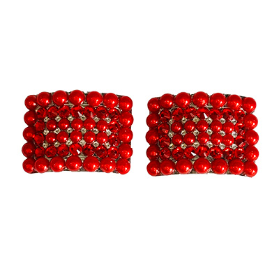 Grace Red Pearl and Light Siam Rhinestone buckle