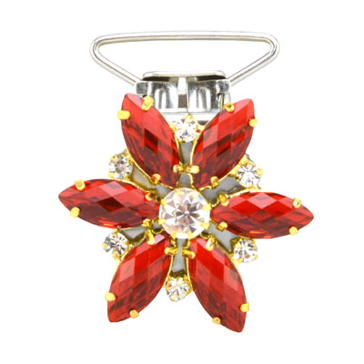Flower Competition Number Clip - Red Crystals